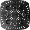 A top-down view of a black square planter pot with drainage holes and integrated feet. Produktbild-Vorschau