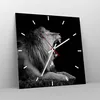 Wanduhr - Quadrat - Glasuhr - Löwe Gähnen Schwarz und Weiß Produktbild-Vorschau 4