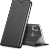A black flip case for a Huawei P20 Lite phone is shown in a studio setting. Produktbild-Vorschau