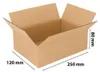 A brown cardboard box with dimensions indicated. Voir les images du produit