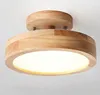 Nordic Wooden Ceiling Light, Round Semi Flush Mount Produktbild-Vorschau 1