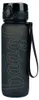 A black water bottle with a gray logo on a white background. Produktbild-Vorschau