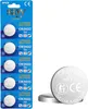 A blister pack of five CR2032 lithium batteries and one loose CR2032 battery. Produktbild-Vorschau