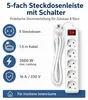 Arcas 5-fach Steckdosenleiste mit Schalter Weiß  | 1,5 m | Produktbild-Vorschau 4