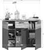 A product image showing a sideboard with dimensions indicated by lines and measurements. Produktbild-Vorschau