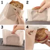 A four-panel collage showing how to use toaster bags to toast a sandwich. Produktbild-Vorschau