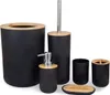 6 Bambus Badezimmer Zubehör komplett mit Seifenspender Produktbild-Vorschau 1