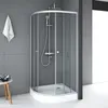 A modern bathroom with a corner shower cabin. Produktbild-Vorschau