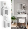 A white vanity table with a mirror and stool, shown in two different arrangements. Produktbild-Vorschau