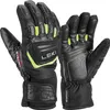 A pair of black ski gloves with neon green accents. Produktbild-Vorschau