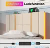 A bed with a headboard featuring integrated USB and Type-C charging ports and LED lighting. Anteprima dell’immagine prodotto