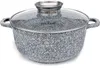 A speckled gray pot with a glass lid and silver handles, set against a white background. Produktbild-Vorschau