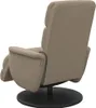 The back view of a taupe recliner chair with a swivel base. Náhľad obrázku produktu