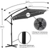 Diagram showing the dimensions and features of a cantilever umbrella. Produktbild-Vorschau