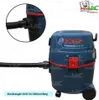 A blue Bosch vacuum cleaner with a black hose attached, shown from the side. Produktbild-Vorschau