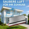 A modern house with a diagram showing air circulation and a close-up of an air filter. Voir les images du produit