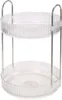 A two-tiered rotating organizer with clear plastic trays and silver metal supports. Anteprima dell’immagine prodotto