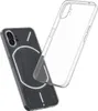 A clear phone case is shown next to a phone with a transparent back, highlighting the phone's internal components. Produktbild-Vorschau