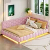 Čalouněná manželská postel 140 x 200 cm s USB portem a LED Náhled obrázku produktu 1