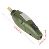 A green mini electric drill with a brass chuck is shown against a white background. Dimensions are indicated with red lines and text. Náhled obrázku produktu