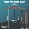 Kingsleeve Ombrellone Mezzaluna a Parete Ø2,7m con Anteprima dell’immagine prodotto 4