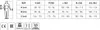 A size chart for clothing with measurements for different sizes. Produktbild-Vorschau