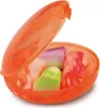 An open orange plastic case containing several colorful earplugs. Produktbild-Vorschau