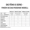 A comparison table showing features of different Garmin Fenix 6 series models. Produktbild-Vorschau