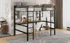 A loft bed with an integrated desk and shelving units is shown in a room setting. Podgląd zdjęcia produktu