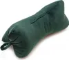 A single green pillow shaped like a bone or kidney, lying on a white background. Produktbild-Vorschau