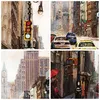 Wanduhr - Quadrat - Glasuhr - New York Aquarell - 40x40cm - Produktbild-Vorschau 8