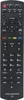 A close-up, straight-on view of a black TV remote control. Produktbild-Vorschau