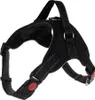 A black dog harness is shown against a white background. Produktbild-Vorschau