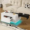 A modern living room scene with a white couch and a white coffee table with a black extension. Podgląd zdjęcia produktu