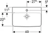 A technical drawing or blueprint of a sink with dimensions indicated. Produktbild-Vorschau
