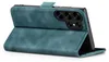 A teal flip case for a smartphone is shown open, revealing the phone's camera array. Produktbild-Vorschau