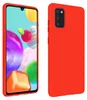 A product image showing a red silicone phone case for a Samsung Galaxy A41. The phone case is shown from two angles: front and back. Produktbild-Vorschau