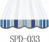 A close-up of a striped awning valance with a product code below. Produktbild-Vorschau