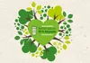 A green heart shape with trees and leaves surrounding it, symbolizing nature and recycling. Produktbild-Vorschau