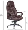 A diagram of a brown leather office chair with dimensions indicated by white lines and text. Produktbild-Vorschau