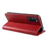 A red flip cover phone case is shown from the side, with the phone inserted and the cover open. Produktbild-Vorschau