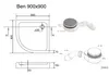 ECOLAM Duschwanne BEN 90x90 x 15 cm Tiefe 5 cm Siphon + Produktbild-Vorschau 3