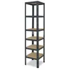 A tall, narrow, five-shelf metal storage rack with particleboard shelves, shown against a white background. Produktbild-Vorschau