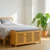 Relaxdays schoenenbank met beklede zitvlak, bamboe, 3 Productafbeelding-voorbeeld 3