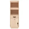 A tall, narrow wooden cabinet with two open shelves at the top, a drawer with a leather pull, and a cabinet door at the bottom. Produktbild-Vorschau