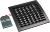 A black ventilation grille with a product tag attached. Náhled obrázku produktu