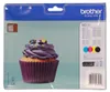 The image shows the packaging of Brother ink cartridges, featuring a cupcake with purple frosting and colorful sprinkles. Anteprima dell’immagine prodotto
