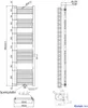 Technical drawing of a radiator with dimensions and connection details. Náhľad obrázku produktu
