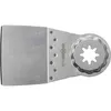A close-up, professional studio shot of a metal oscillating tool blade. Produktbild-Vorschau
