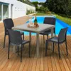 Polyrattan Tisch Quadratisch mit 4 Bunten Stühlen 90x90 Produktbild-Vorschau 2
